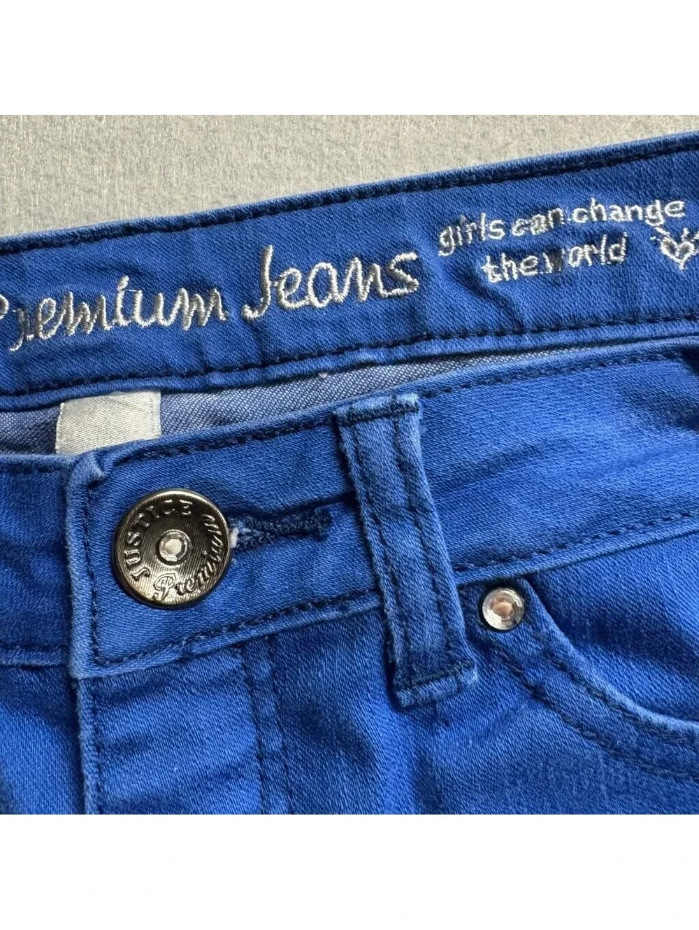 Justice Premium Jeans Girls Size 14R Blue Skinny Stretch Denim Pants
